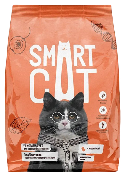 

Сухой корм для кошек Smart Cat для кастрированных и стерилизованных, с курицей, 1,4 кг