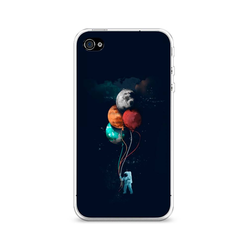

Чехол на Apple iPhone 4/4S "Космонавт с шариками", Разноцветный, 10150-4