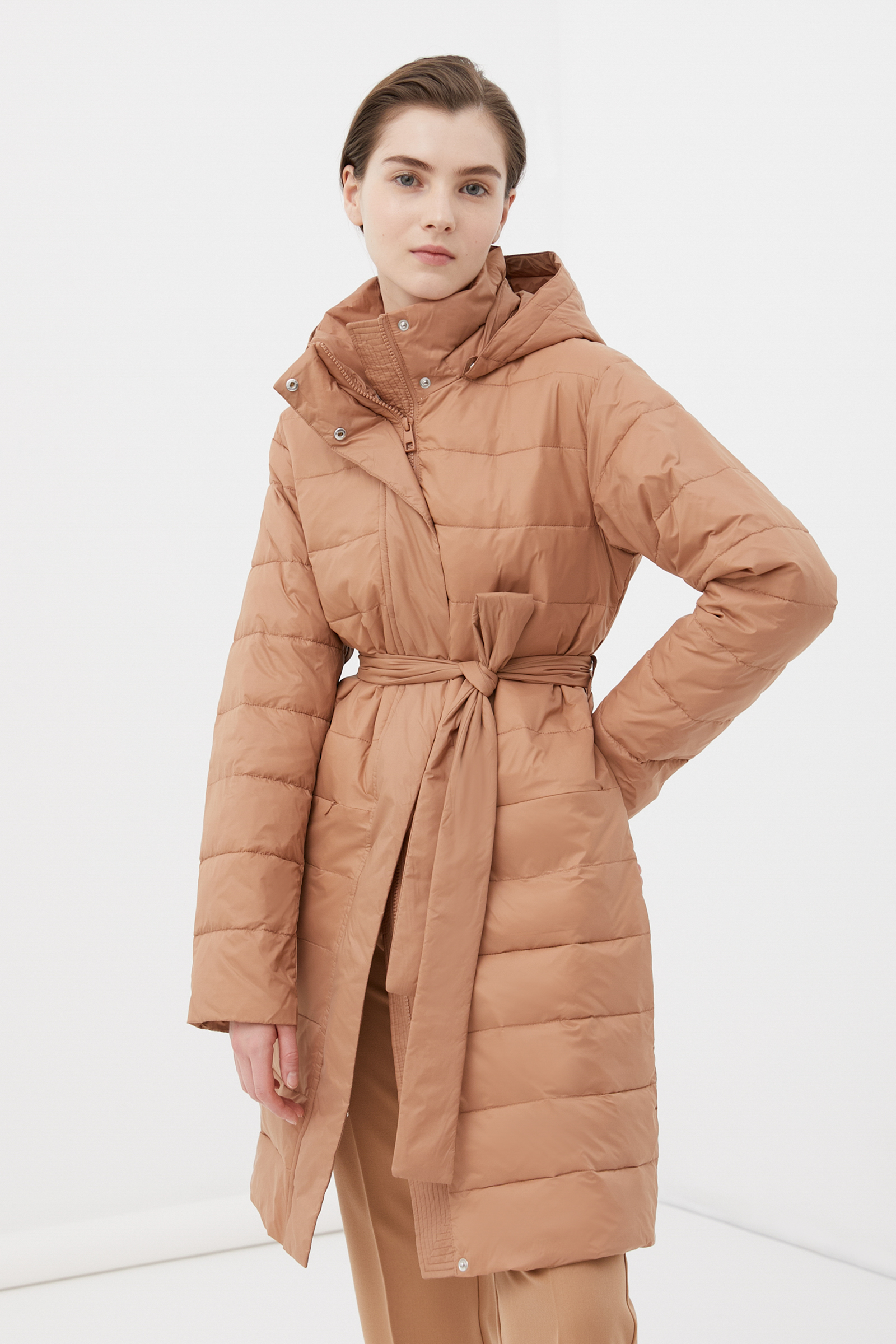 Пальто женское Finn Flare FBC11004 коричневое XS