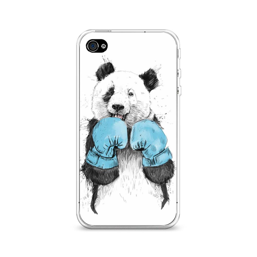 

Чехол на Apple iPhone 4/4S "Панда боксер", Голубой;белый;серый, 10150-1