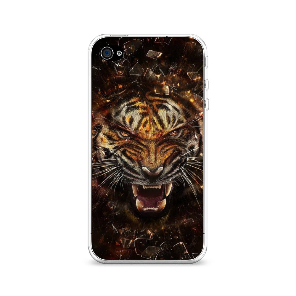 

Чехол на Apple iPhone 4 "Тигр осколки", Оранжевый;серый;черный, 10150-1