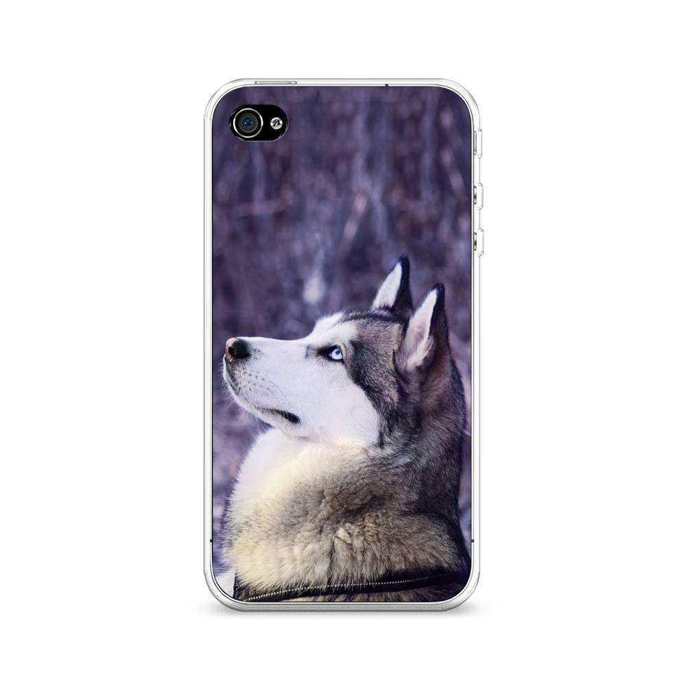 

Чехол на Apple iPhone 4/4S "Хаски 1", Фиолетовый;белый, 10150-1