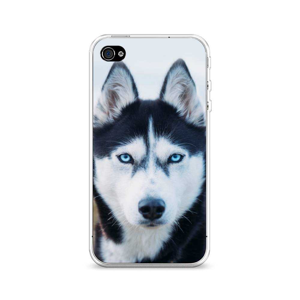 

Чехол на Apple iPhone 4/4S "Хаски 2", Синий;белый, 10150-1
