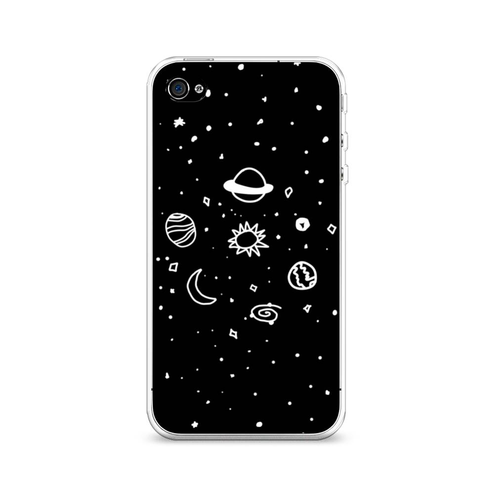 

Чехол на Apple iPhone 4/4S "Дудл солнечной системы", Бежевый;серый, 10150-2