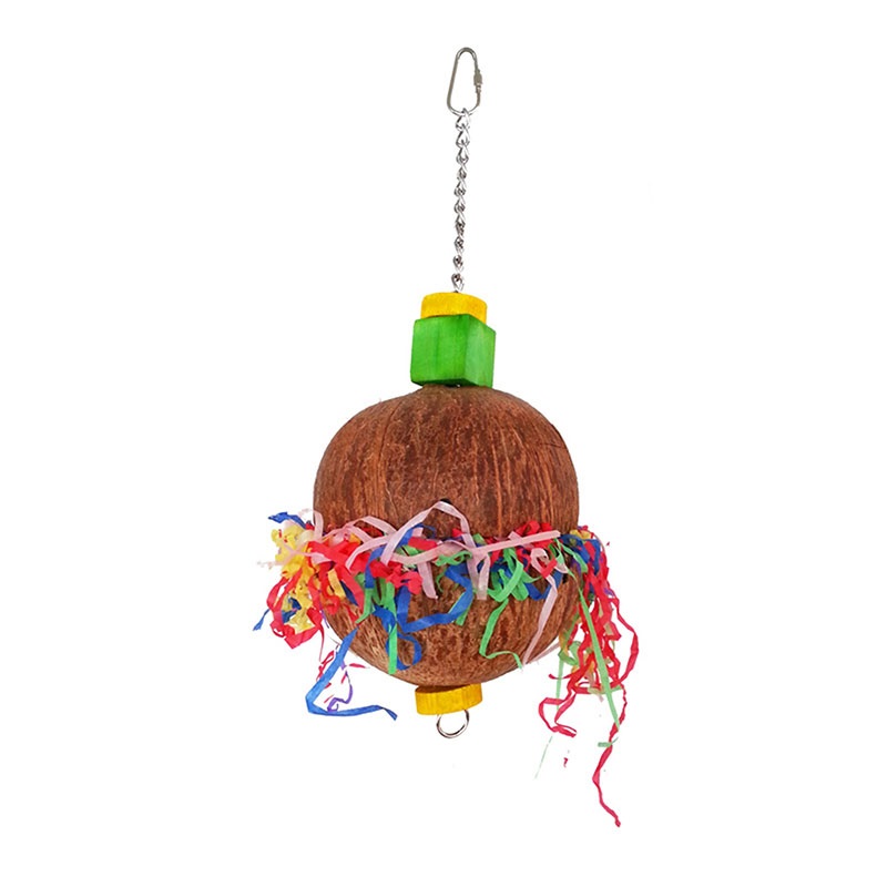 Игрушка для птиц SkyRus Весёлый кокос, коричневый, дерево, 30х12 см