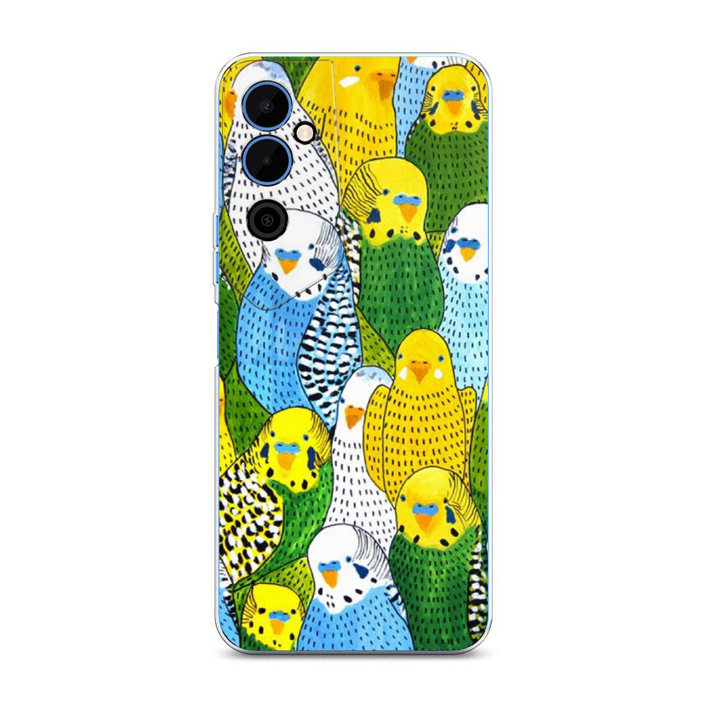 

Чехол Awog на Tecno Pova Neo 2 / Техно Пова Нео 2 "Попугаи", Желтый;зеленый;голубой