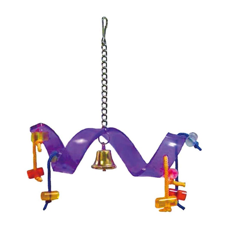 Игрушка для птиц SkyRus Спираль с колокольчиком, фиолетовая, пластик, 20х5,5х19,5 см