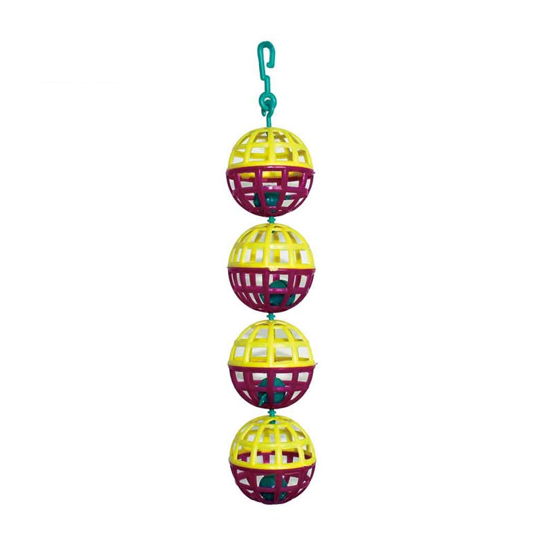 Игрушка для птиц SkyRus Шарики с колокольчиками, желтые, пластик, 19 см