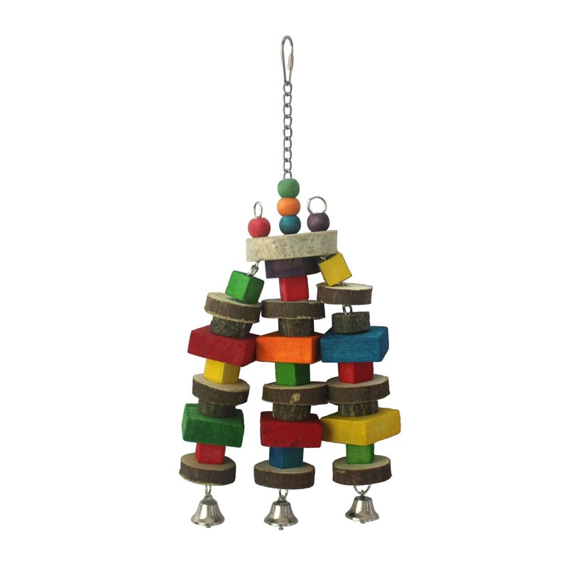 Игрушка для птиц SkyRus Wooden Fun, разноцветная, дерево, 43,5х15 см