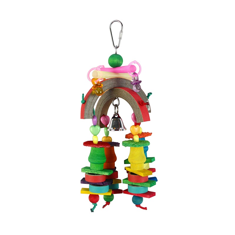 Игрушка для птиц SkyRus Радуга, разноцветная, дерево, 23х10 см