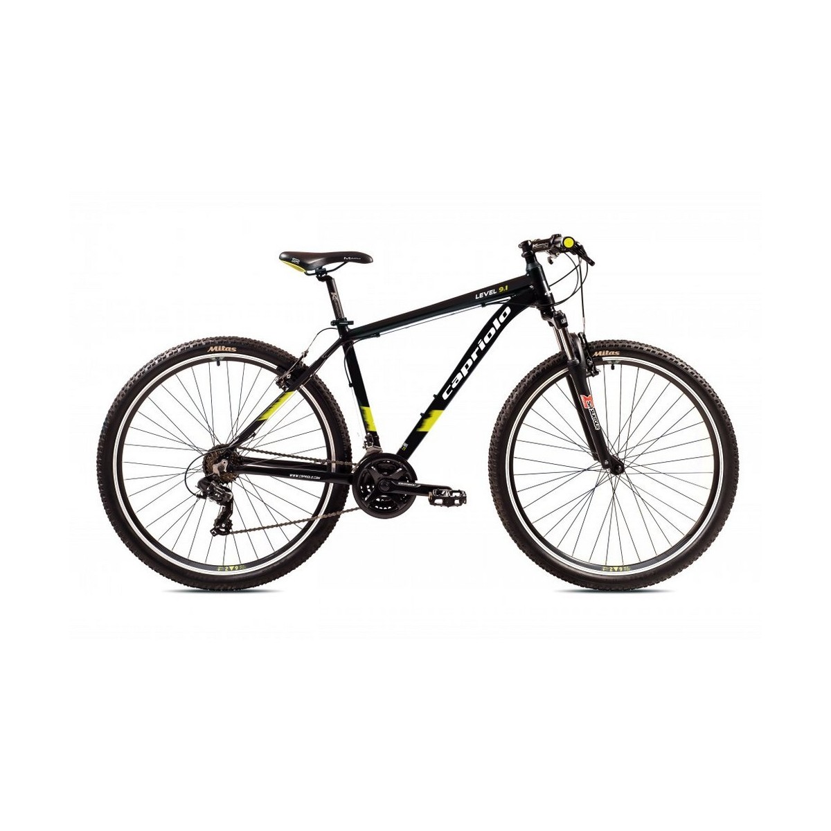 Велосипед CAPRIOLO MTB LEVEL 9.1 29'' 3 X 7, ALU 19'' чёрный мат - жёлтый 2024