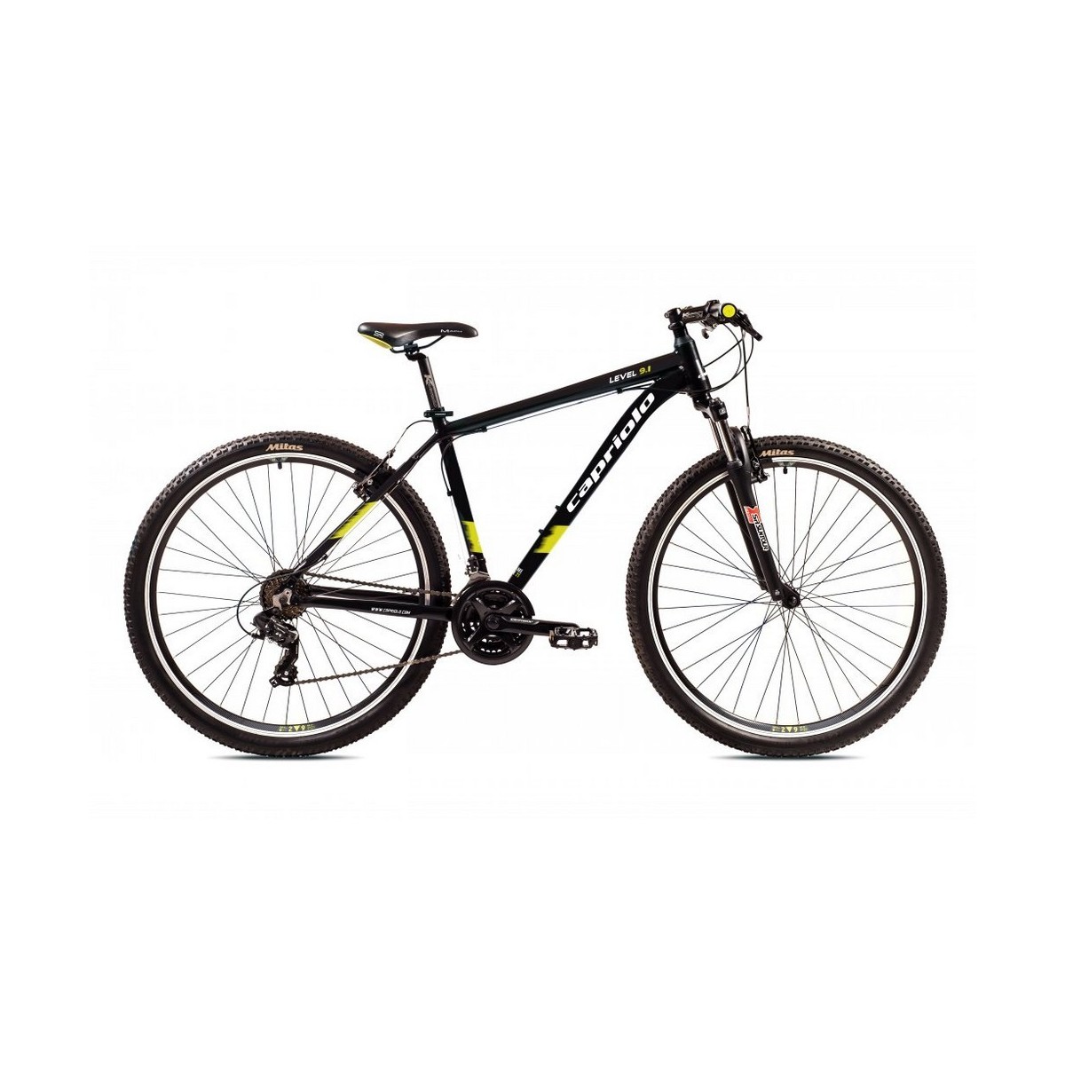 Велосипед CAPRIOLO MTB LEVEL 9.1 29'' 3 X 7, ALU 21'' чёрный мат - жёлтый 2024