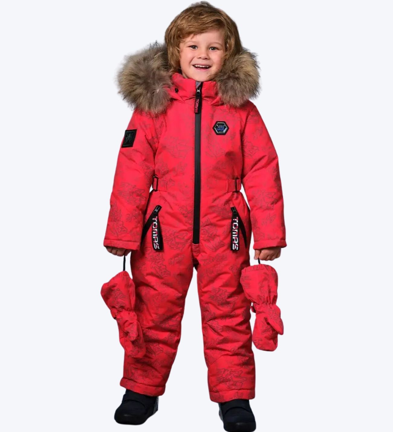 Комбинезон детский TOMAS W2023, красный,светоотражающий принт, 98