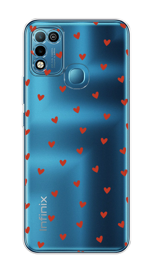 

Чехол на Infinix Hot 10 Play/Hot 11 Play "Red hearts", Красный;прозрачный, 3100650-1