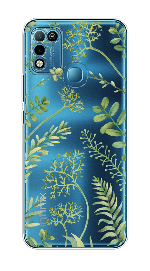 

Чехол на Infinix Hot 10 Play/Hot 11 Play "Green Leaves", Зеленый;прозрачный, 3100650-1