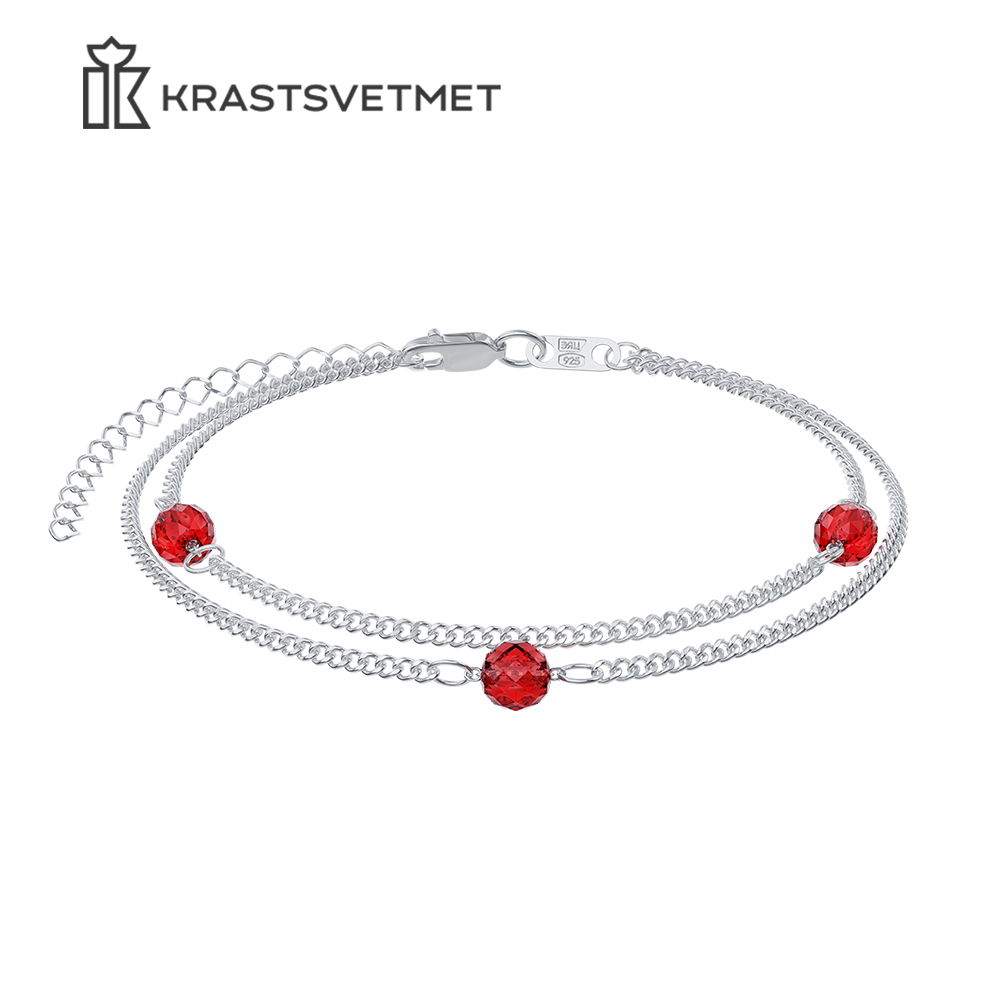 

Браслет из серебра р.  Красцветмет НБ 22-427К7Ю-3-0,50, гранат, НБ 22-427К7Ю-3-0,50