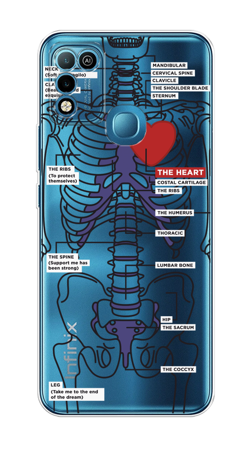 

Чехол на Infinix Hot 10 Play/Hot 11 Play "Скелет человека", Прозрачный;синий;красный, 3100650-1
