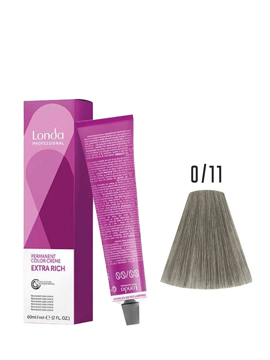 Стойкая крем-краска для волос Londa 0/11 интенсивный пепельный микстон 60 мл