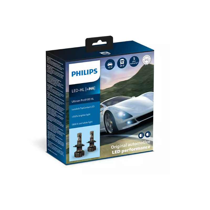 Комплект светодиодных ламп Philips Ultinon Pro9100 LED H4 11342U91X2 P43t