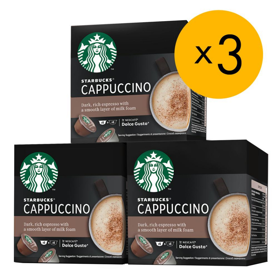 Капсулы STARBUCKS Cappuccino смесь молочная и кофе для системы Nescafe Dolce Gusto, 12 шт.