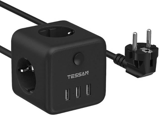 Сетевой фильтр Tessan TS-301 3 Sockets 1.5m Black