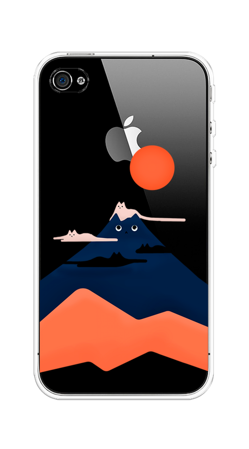 

Чехол на Apple iPhone 4/4S "Кот-гора", Черный;оранжевый, 10150-4