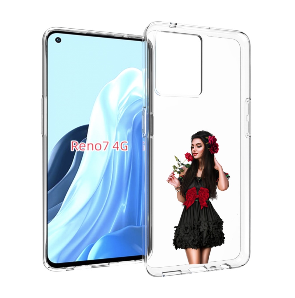 

Чехол MyPads девушка-в-черном-платье-с-розой женский для OPPO RENO 7 4G, Прозрачный, Tocco