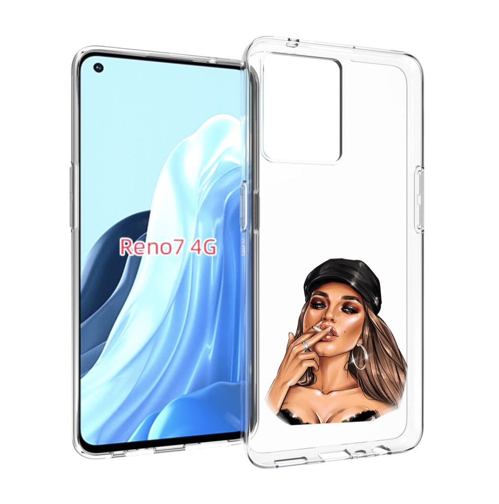 

Чехол MyPads девушка-в-шапке-с-сигаретой для OPPO RENO 7 4G, Прозрачный, Tocco