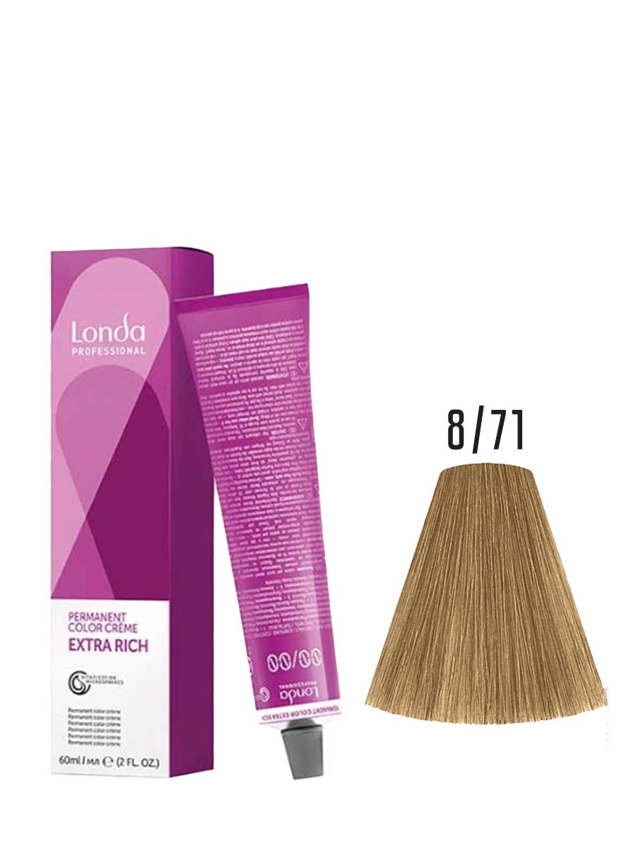 Стойкая крем-краска для волос Londa 8/71 светлый блонд коричнево-пепельный 60 мл