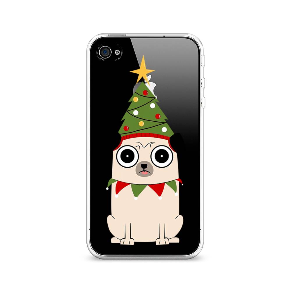

Чехол на Apple iPhone 4 "Собачка с ёлочкой", Бежевый;красный;зеленый, 10150-1