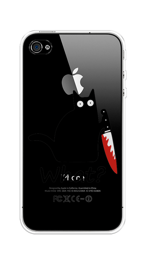 

Чехол на Apple iPhone 4 "Котик с ножом", Черный;красный, 10150-6