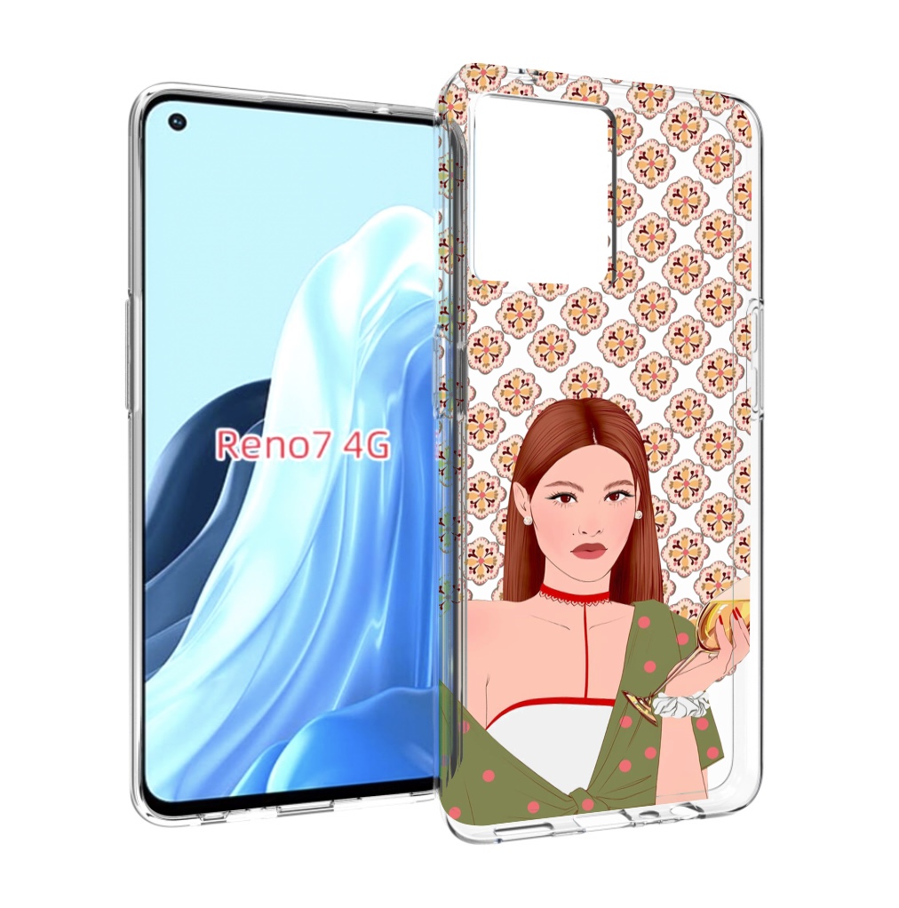 

Чехол MyPads девушка-с-вином-рисунок женский для OPPO RENO 7 4G, Прозрачный, Tocco
