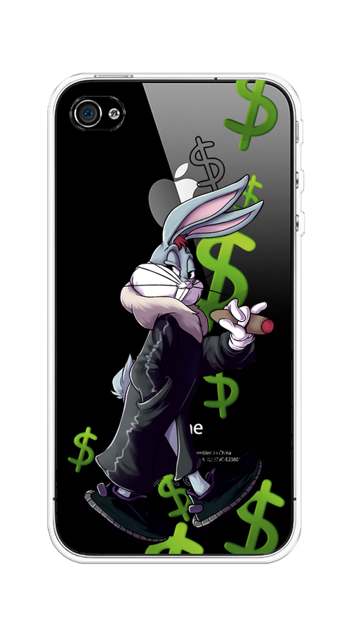 

Чехол на Apple iPhone 4/4S "Rich Bugs Bunny", Зеленый;черный;голубой, 10150-6