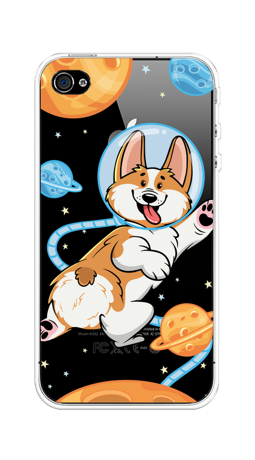 

Чехол на Apple iPhone 4/4S "Корги-космонавт", Голубой;бежевый;белый, 10150-1