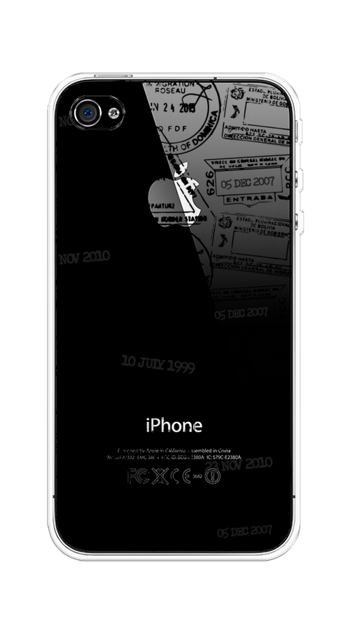 

Чехол на Apple iPhone 4 "Visa stamps 2", Белый;черный;серый, 10150-2