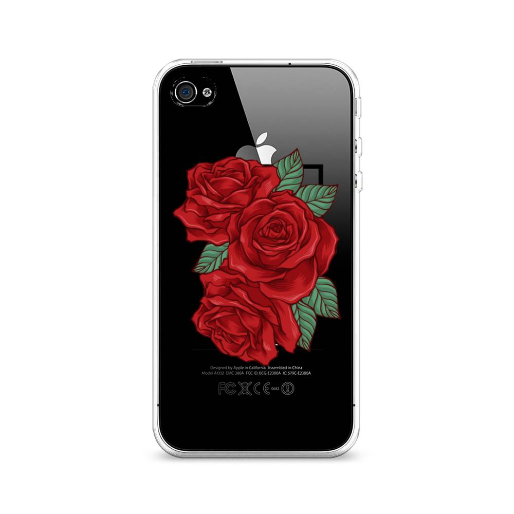 

Чехол на Apple iPhone 4 "Три алые розы", Красный, 10150-2