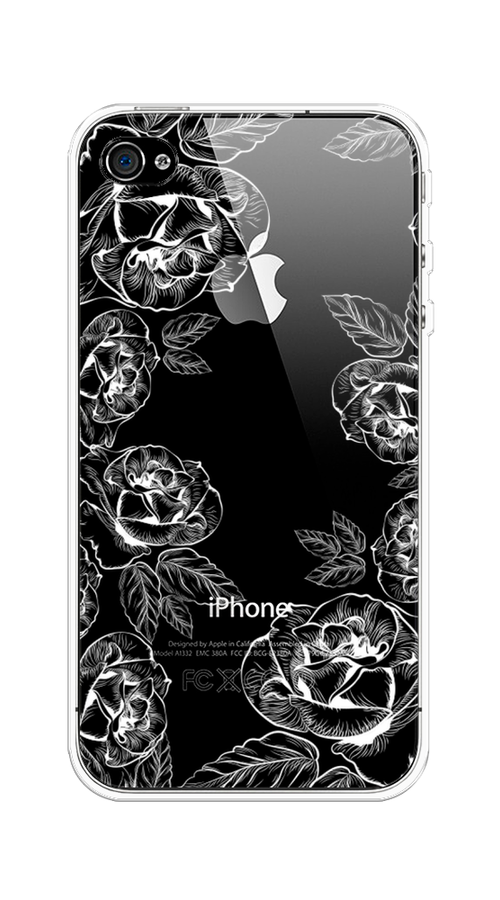 

Чехол на Apple iPhone 4 "Розы графика", Черный;серый, 10150-2