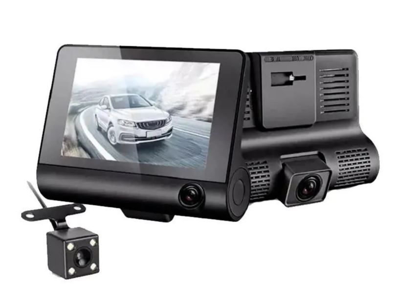 

Видеорегистратор автомобильный с 3 камерами VIDEO CARDVR Full HD, Черный, Автомомбильный 3в1 с 3 мя камерами