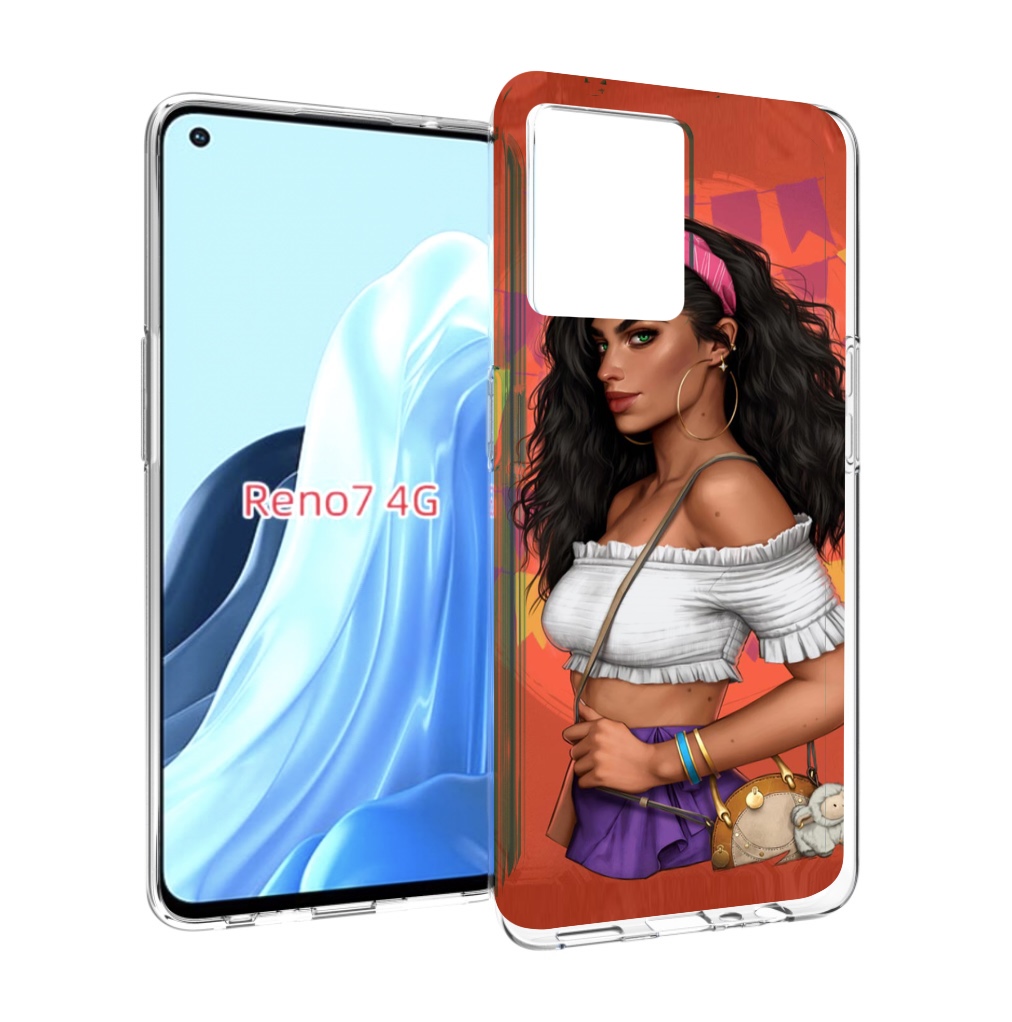 Чехол MyPads девушка-с-сумкой-мулатка женский для OPPO RENO 7 4G
