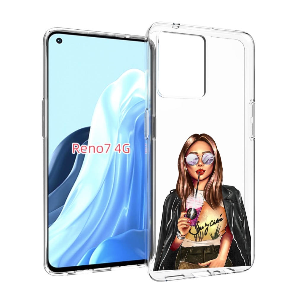 

Чехол MyPads девушка-с-фиолетовым-коктейлем женский для OPPO RENO 7 4G, Прозрачный, Tocco