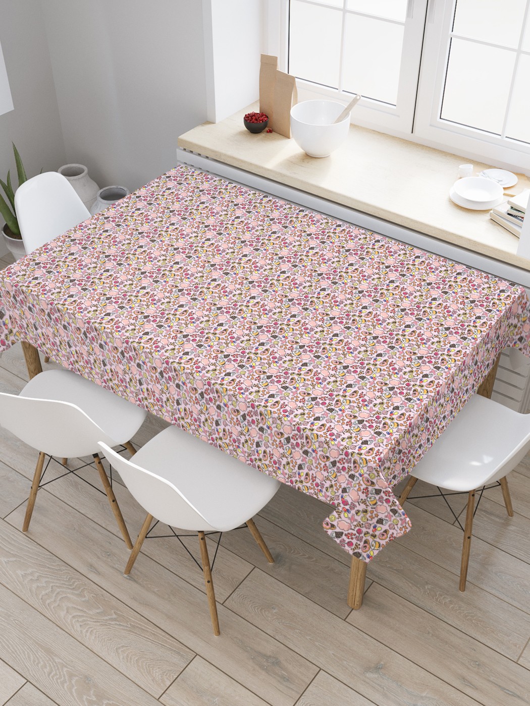 

Скатерть прямоугольная JoyArty "Рай для сластены" из сатена, 180x145 см, Розовый, Рай для сластены