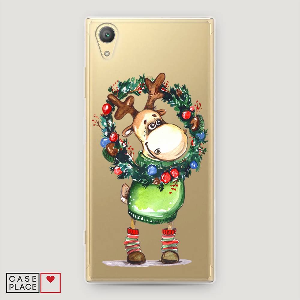 

Чехол на Sony Xperia XA1 plus "Олень с новогодним венком", 53050-4