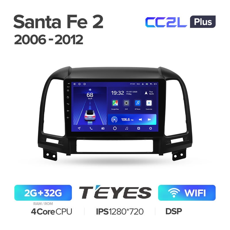 Автомагнитола Teyes CC2L Plus 2/32Гб Hyundai Santa Fe 2 2006-2012