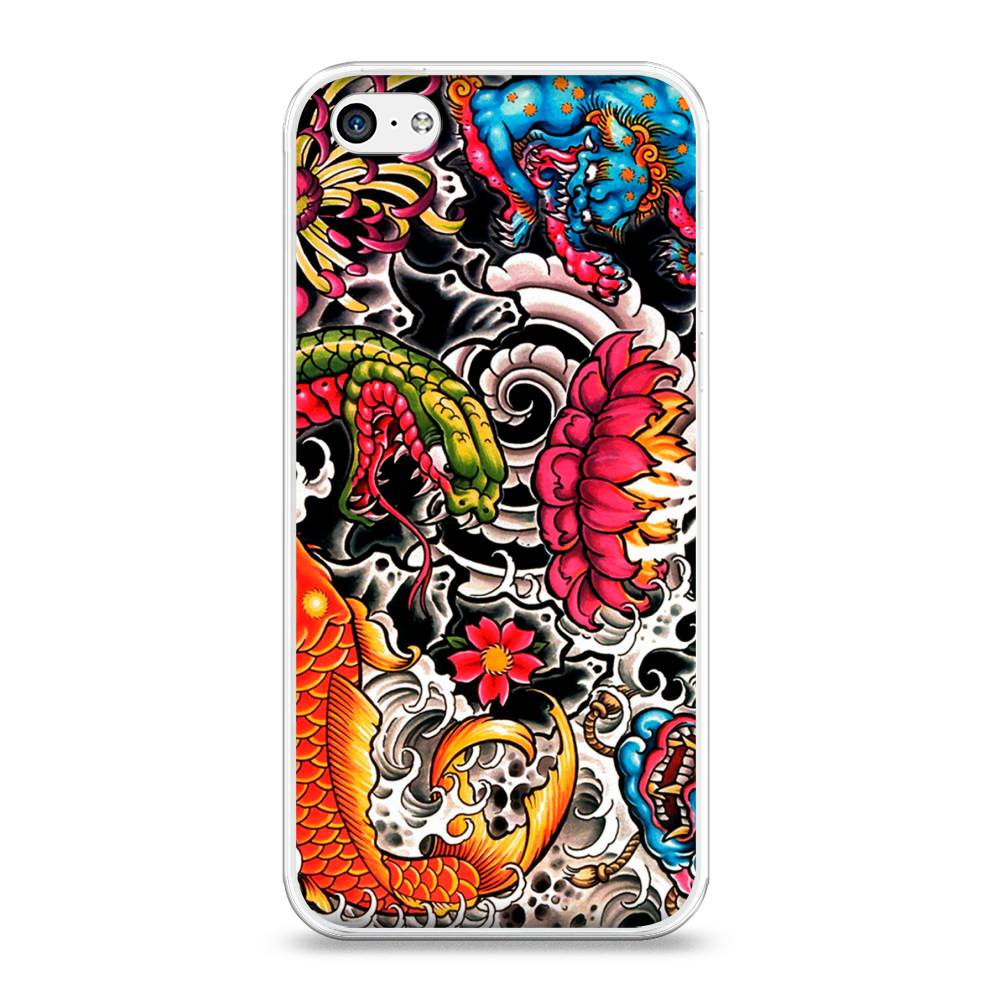 

Чехол на Apple iPhone 5C "Японское искусство", Красный;оранжевый;голубой, 10250-4