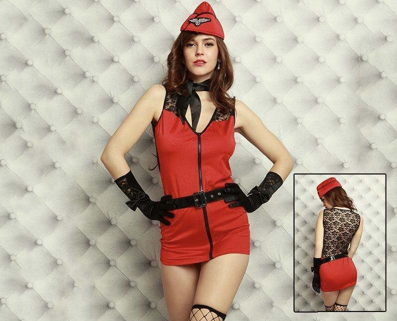 Эротический костюм снегМечта для ролевых игр Стюардесса onesize