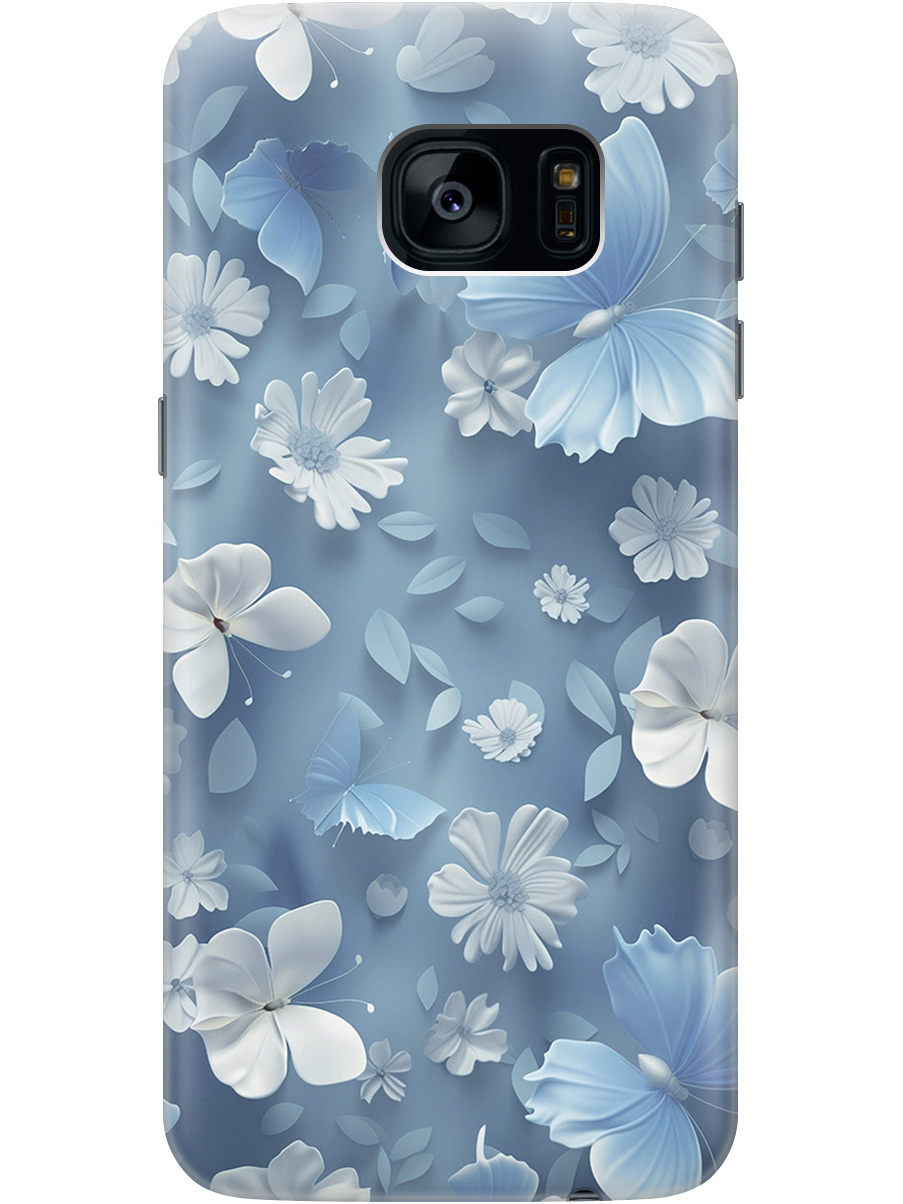 

Силиконовый чехол на Samsung Galaxy S7 Edge с принтом "Голубые бабочки", 76871310