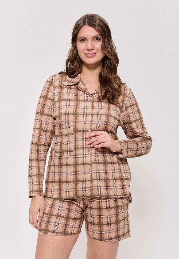 Пижама женская CLEO 1190 коричневая 44 RU