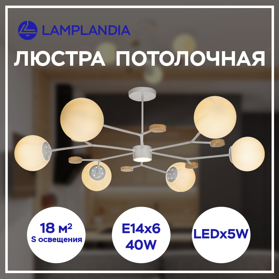 Люстра потолочная Lamplandia L1513 BONN WHITE LED 5Вт+E14 6 макс 40Вт