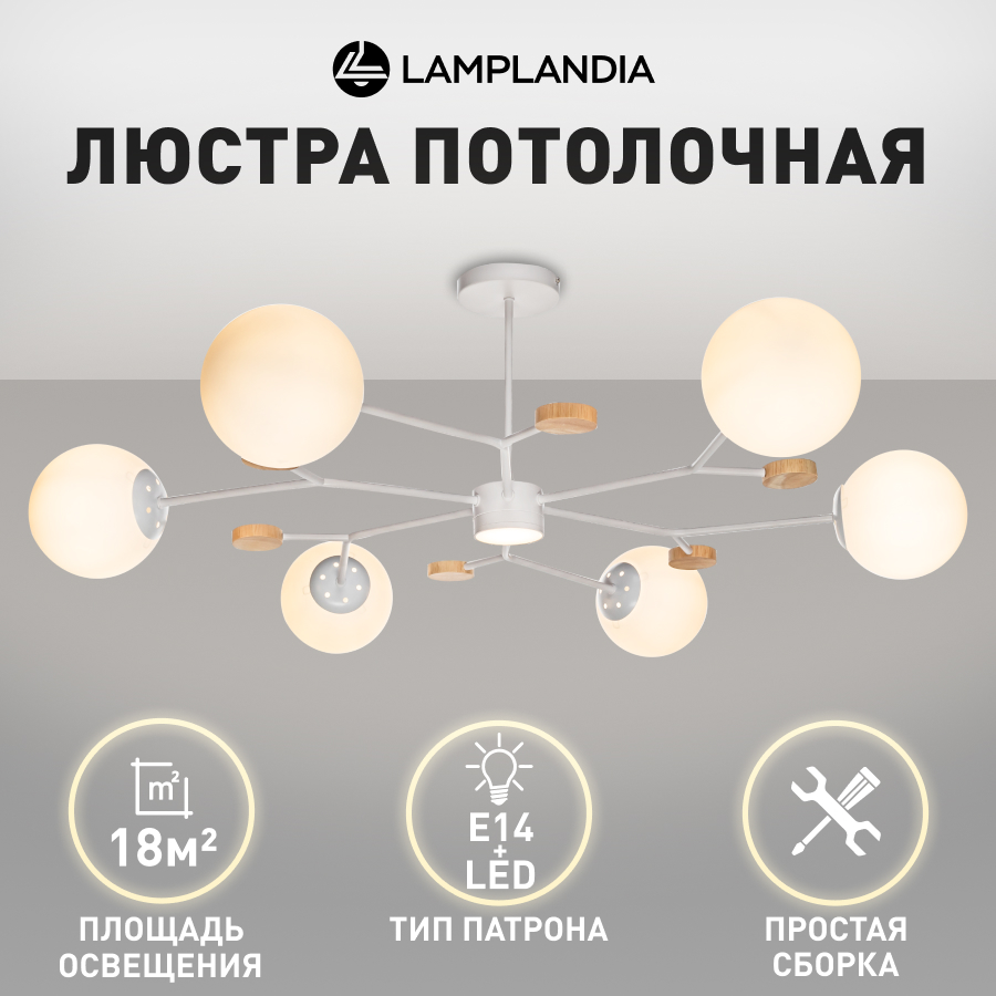 Люстра потолочная Lamplandia L1513 BONN WHITE LED 5Вт+E14 6 макс 40Вт