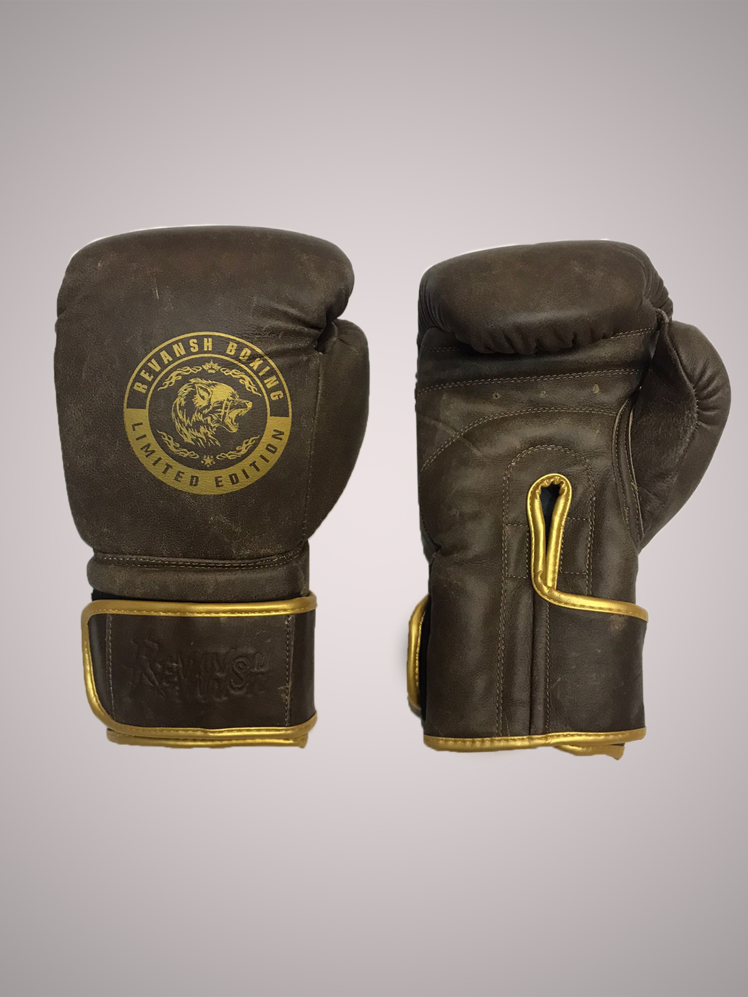 Боксерские Перчатки REVANSH PRO RETRO GOLD 16 унций из натуральной кожи